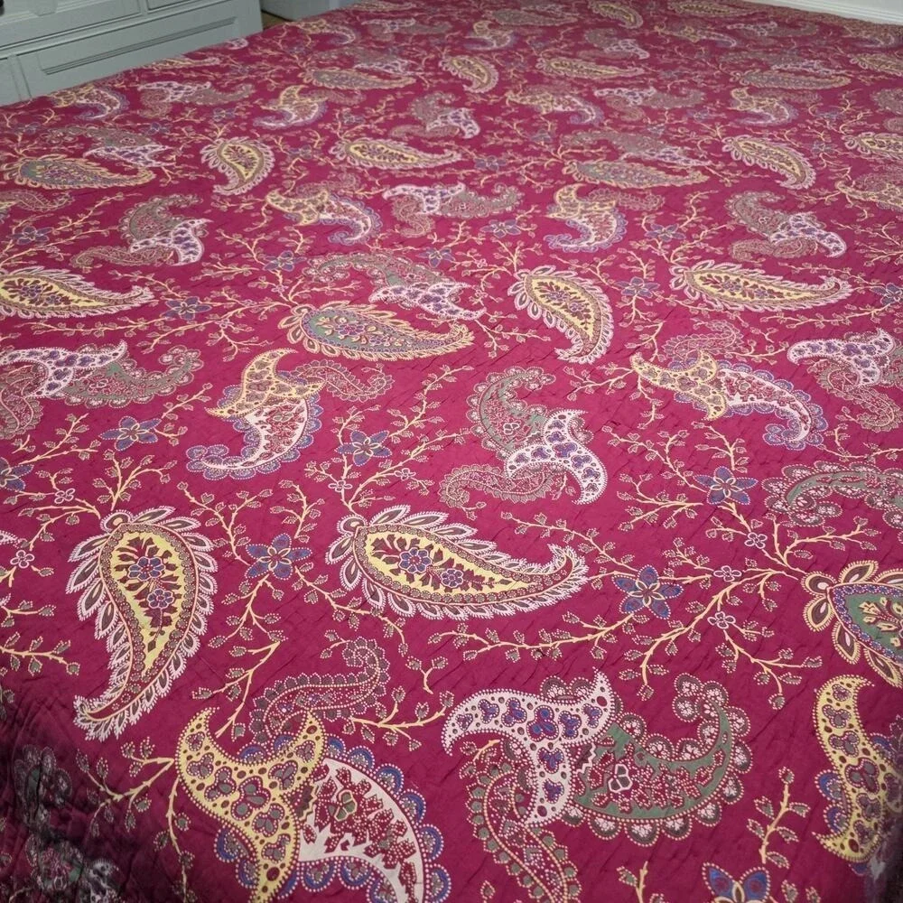 Noble‎ Excellence Vintage Red Floral Patchwork Quilt King Size 108x94